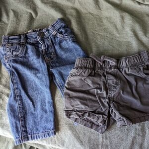 Baby Boy Old Navy 3-6m Bottoms Shorts Jeans Pants Gray Casual Clothes Summer 2pc